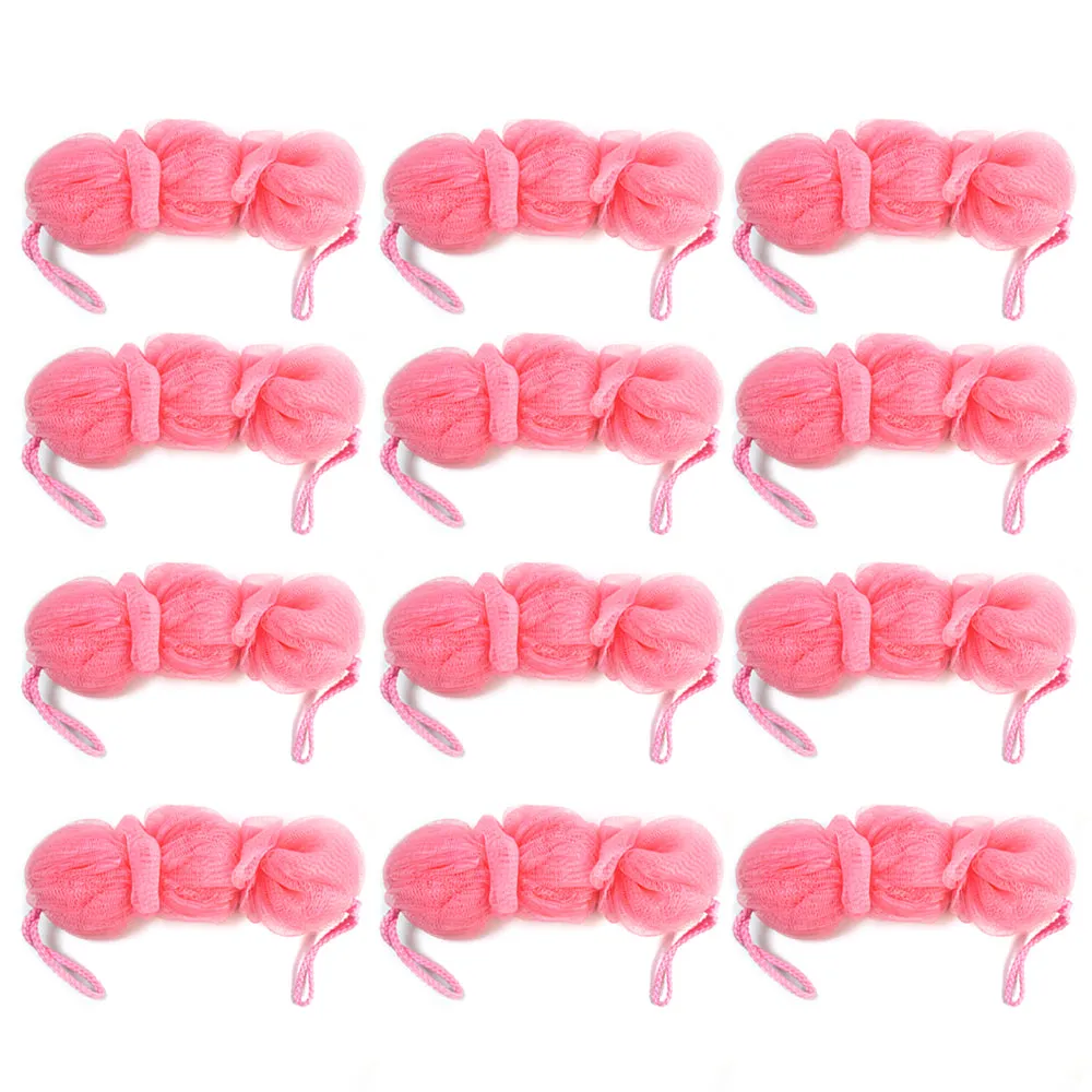 12 Lot Bath Sponges Shower Nylon Mesh Scrubs Exfoliating Body Wash Massage Puffs