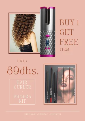 2 in 1 offer - Hair Curler   Lip & Eye Liner Set