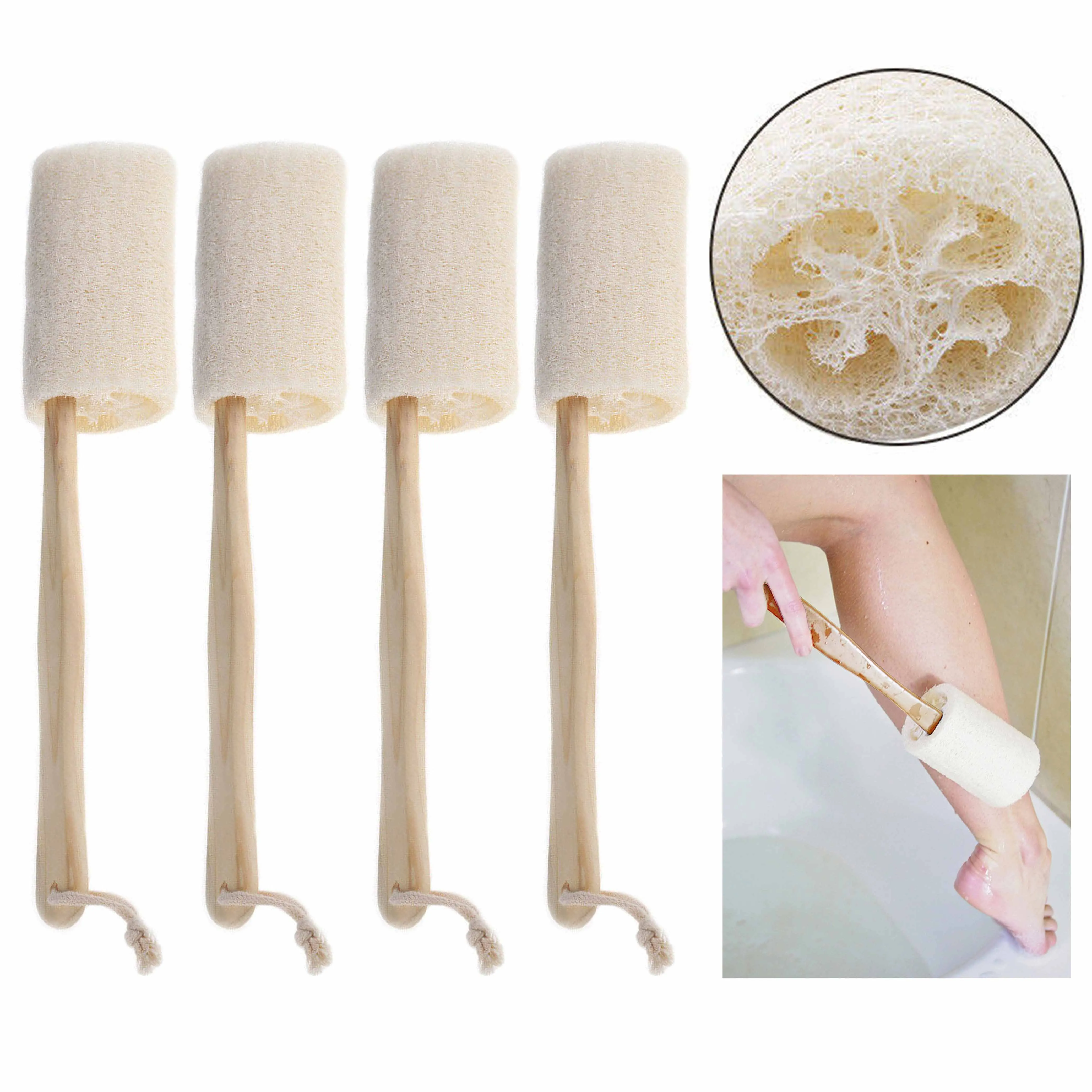 4 Natural Loofah Scrubber Bath Sponge Body Brush Shower Body Skin Exfoliating