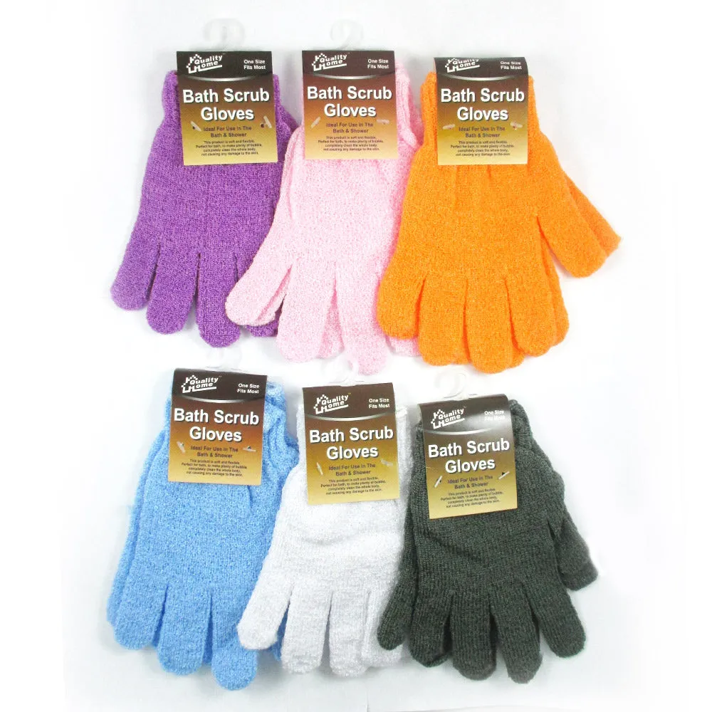 4 Pair Shower Exfoliating Wash Skin Spa Foam Bath Gloves Massage Loofah Scrubber
