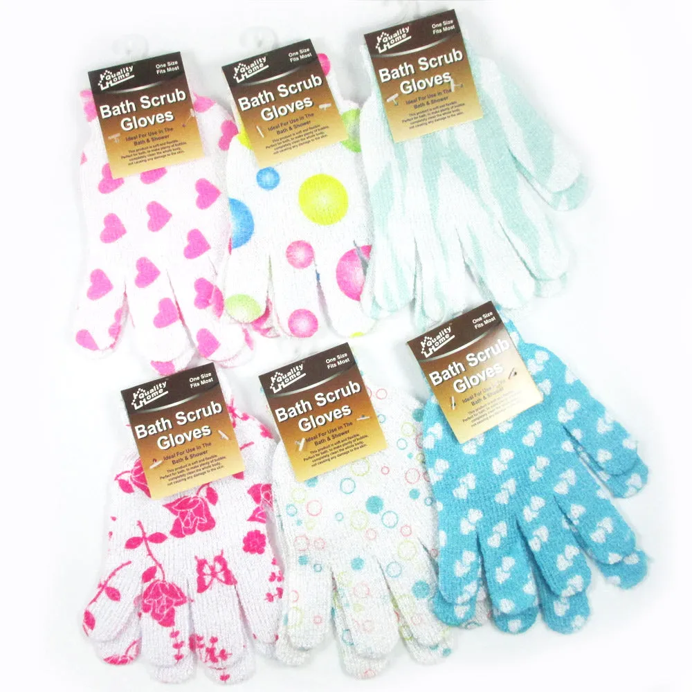 4 Pair Shower Exfoliating Wash Skin Spa Foam Bath Gloves Massage Loofah Scrubber