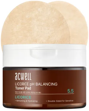 ACWELL Licorice pH Balancing Toner Pad - Vegan Cotton Pad, Double-sided Toner Pads for Blemish and Soothing Care - Korean Daily Skincare - Improves Uneven Skin Tone, 70pads