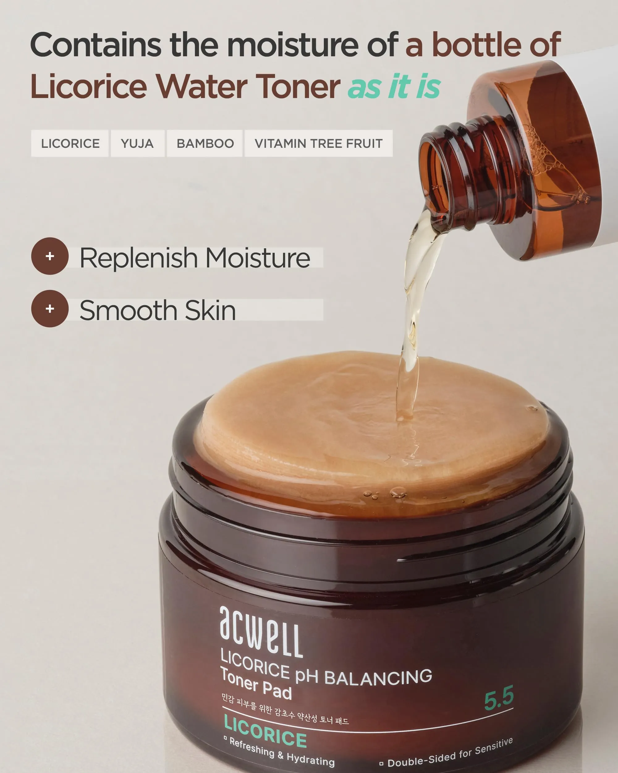 ACWELL Licorice pH Balancing Toner Pad - Vegan Cotton Pad, Double-sided Toner Pads for Blemish and Soothing Care - Korean Daily Skincare - Improves Uneven Skin Tone, 70pads