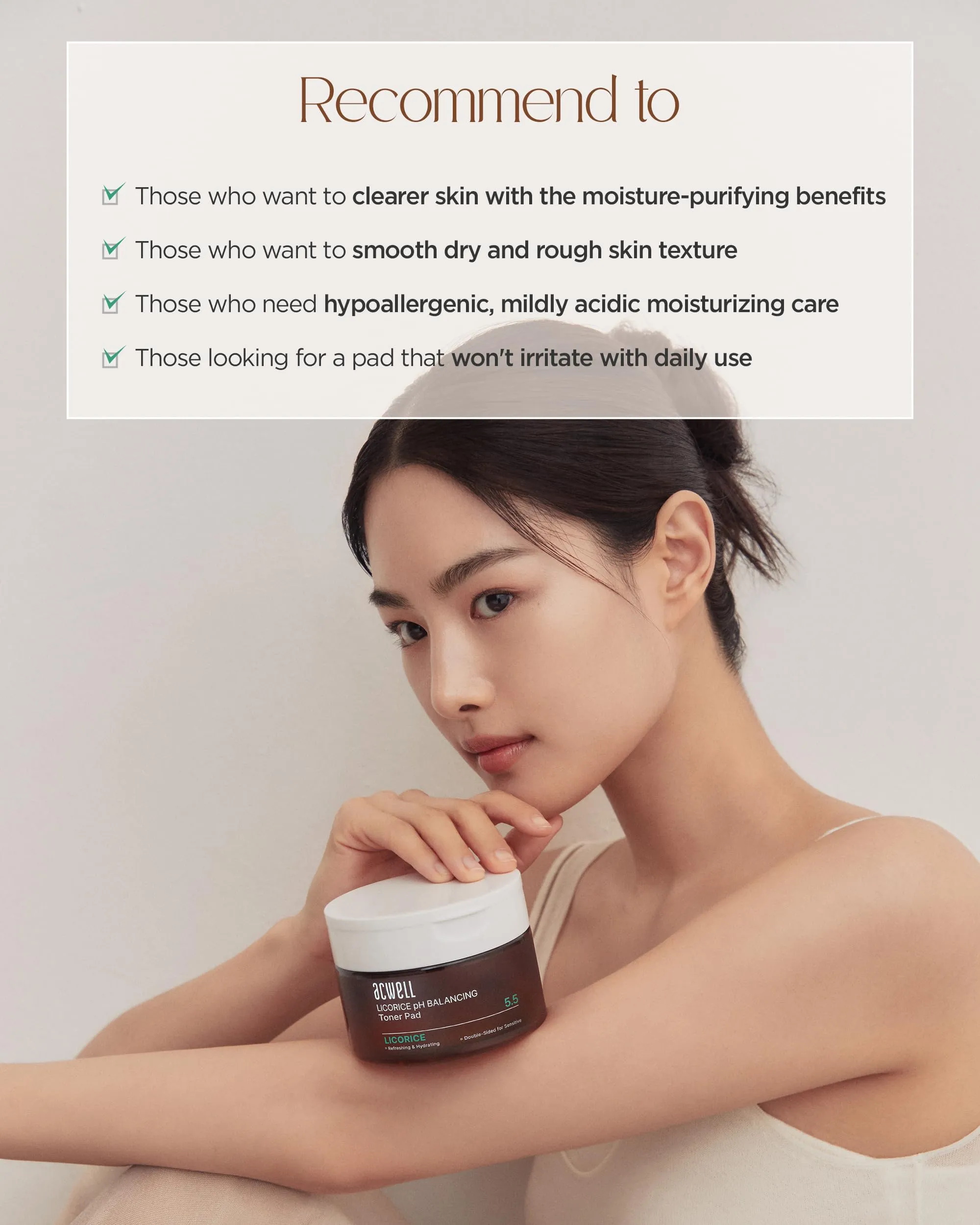 ACWELL Licorice pH Balancing Toner Pad - Vegan Cotton Pad, Double-sided Toner Pads for Blemish and Soothing Care - Korean Daily Skincare - Improves Uneven Skin Tone, 70pads