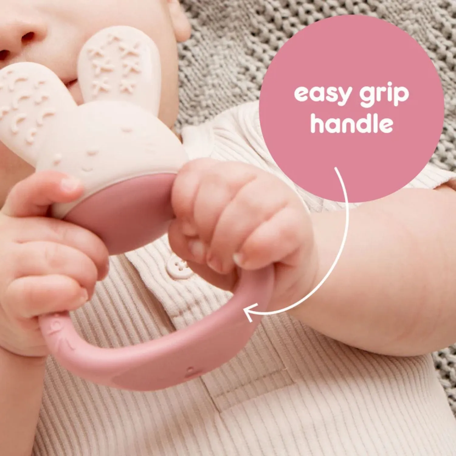 b.box Chill   Fill Bunny Teether Blush Pink