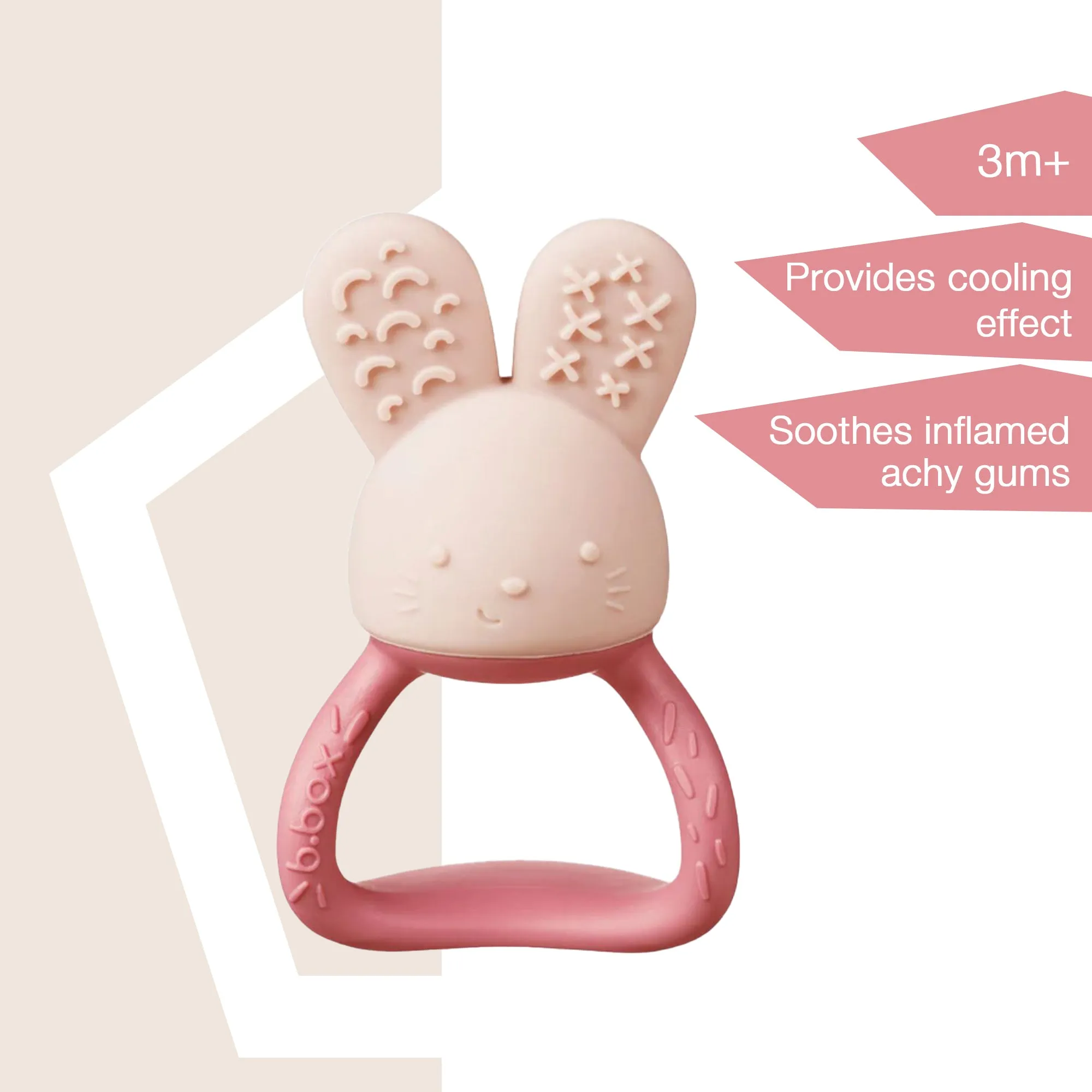 b.box Chill   Fill Bunny Teether Blush Pink