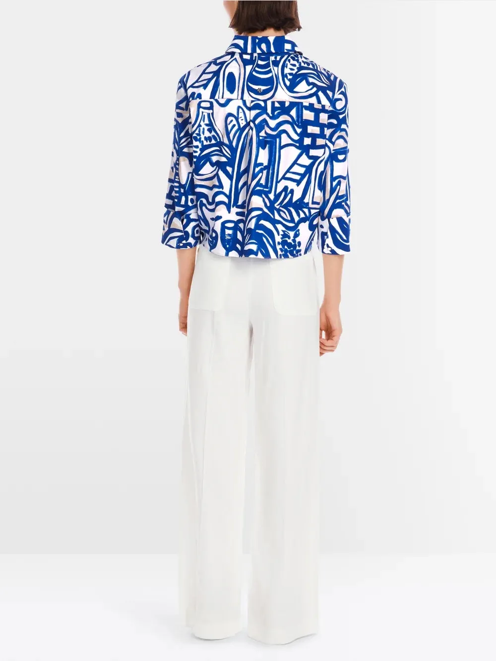 Front Knot Blouse in Print - Gentian (Blue)
