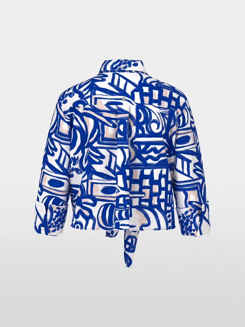 Front Knot Blouse in Print - Gentian (Blue)