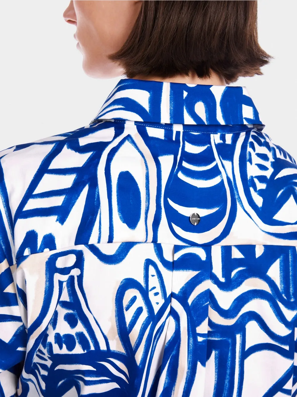 Front Knot Blouse in Print - Gentian (Blue)