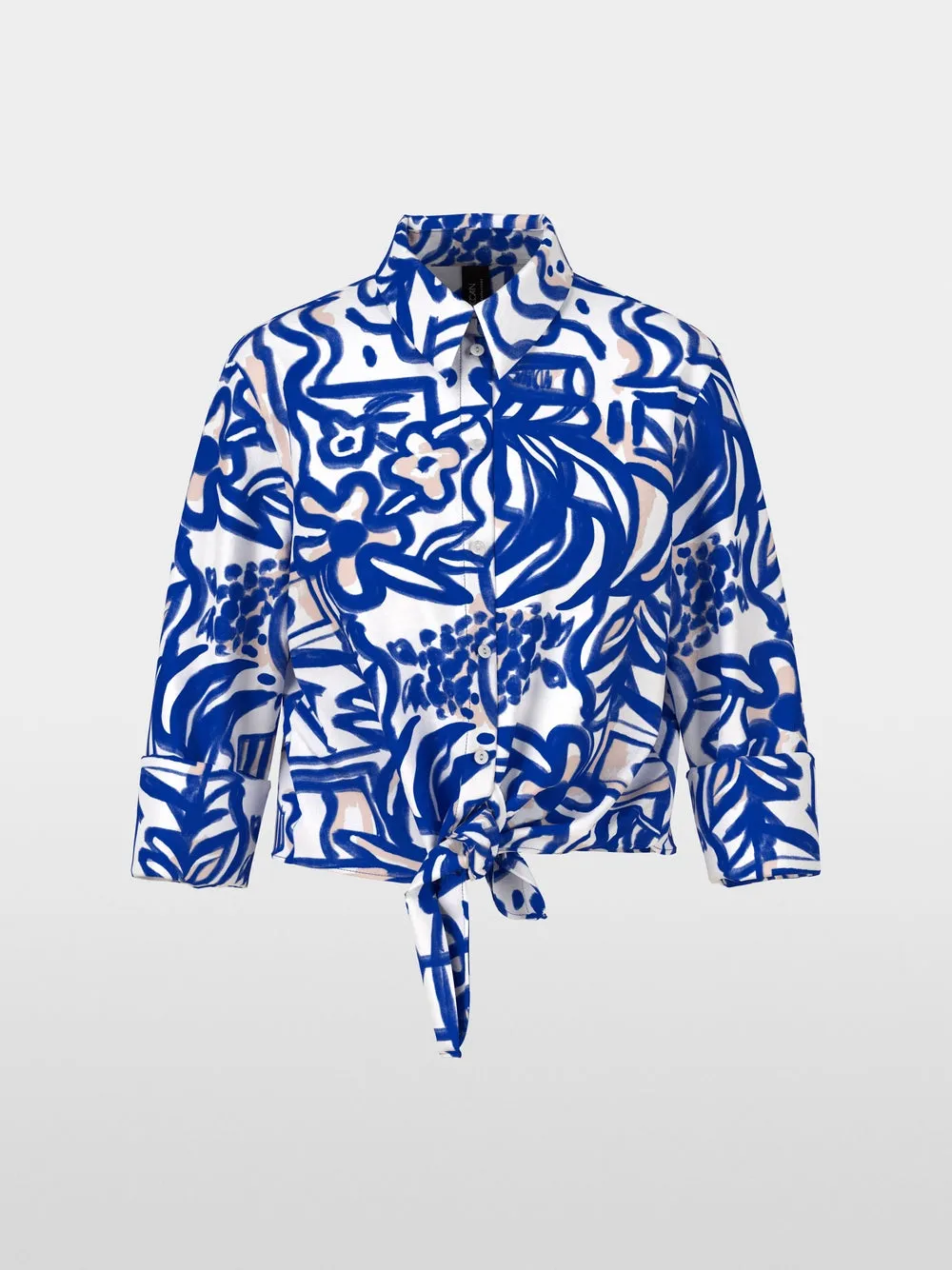 Front Knot Blouse in Print - Gentian (Blue)