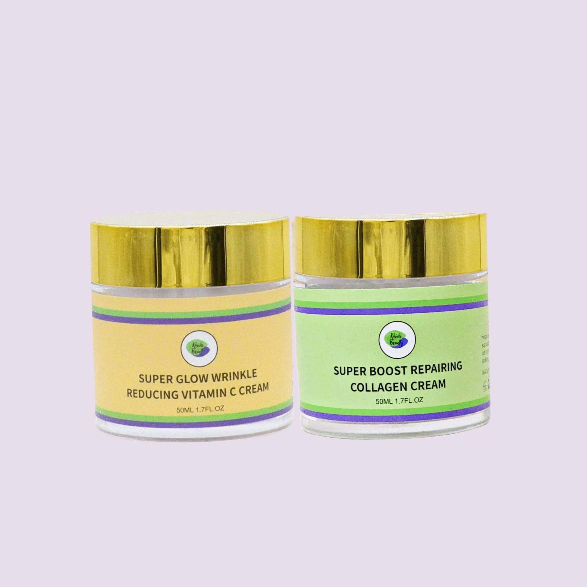 Khichi Beauty 2 Pc Anti - Aging Bundle, Vitamin C Cream, Collagen Cream.