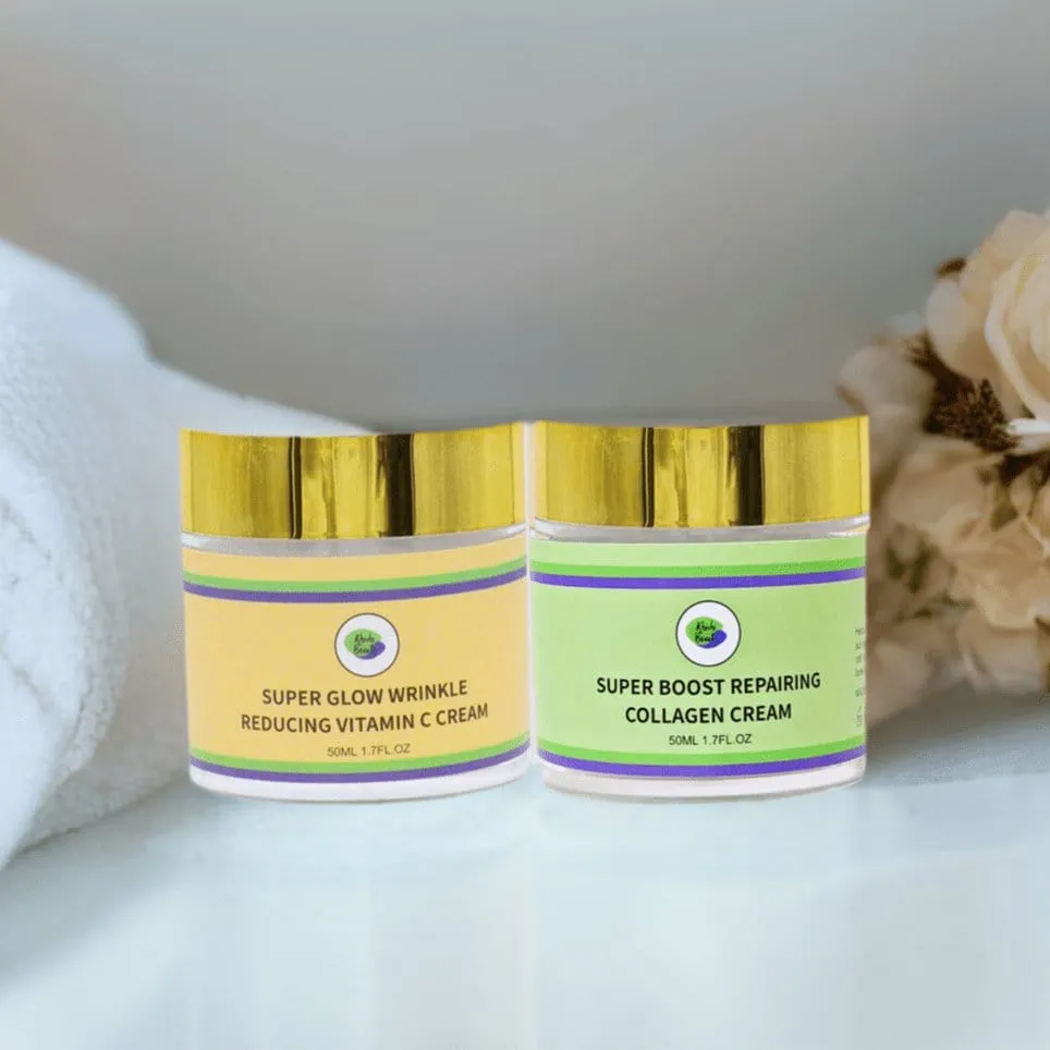 Khichi Beauty 2 Pc Anti - Aging Bundle, Vitamin C Cream, Collagen Cream.