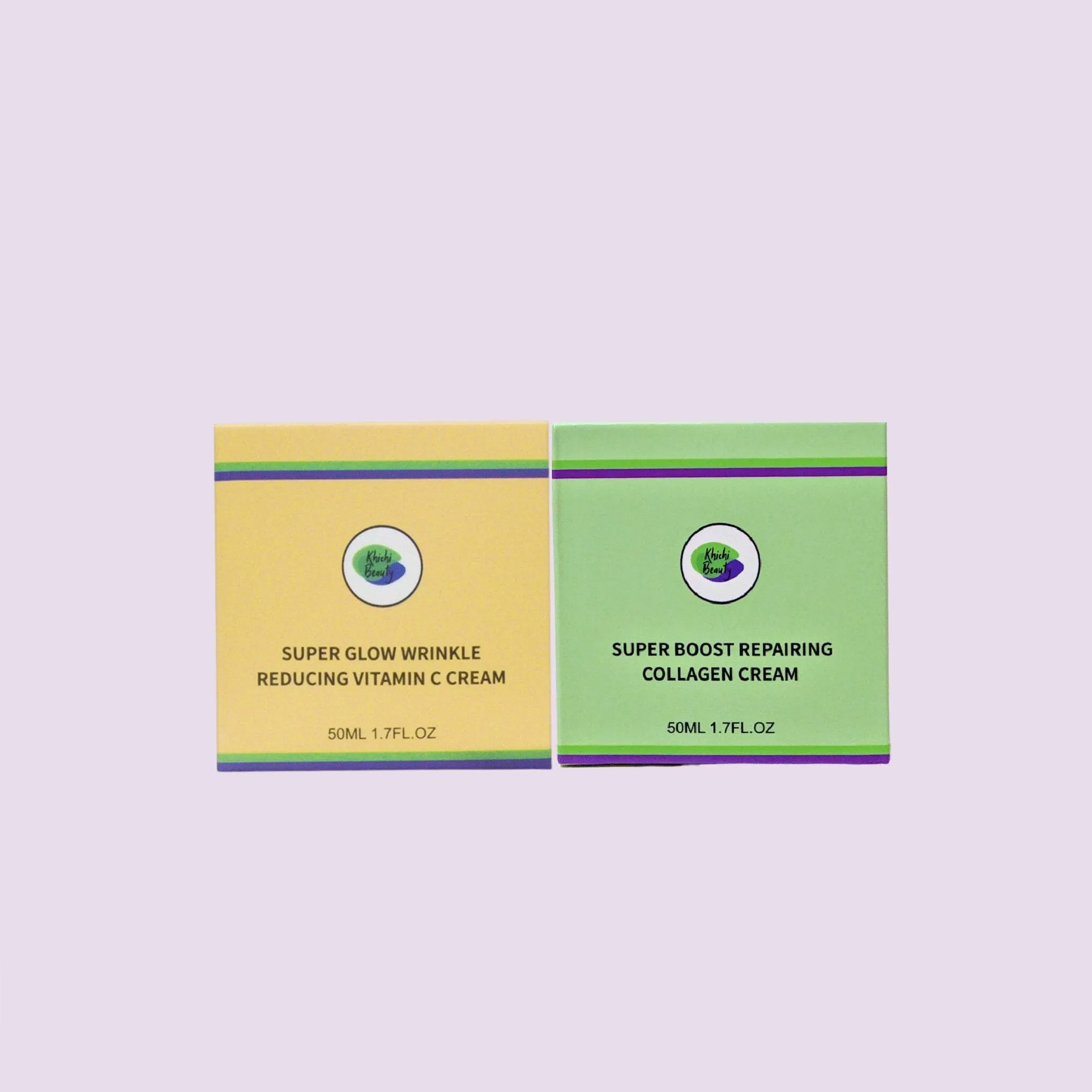 Khichi Beauty 2 Pc Anti - Aging Bundle, Vitamin C Cream, Collagen Cream.
