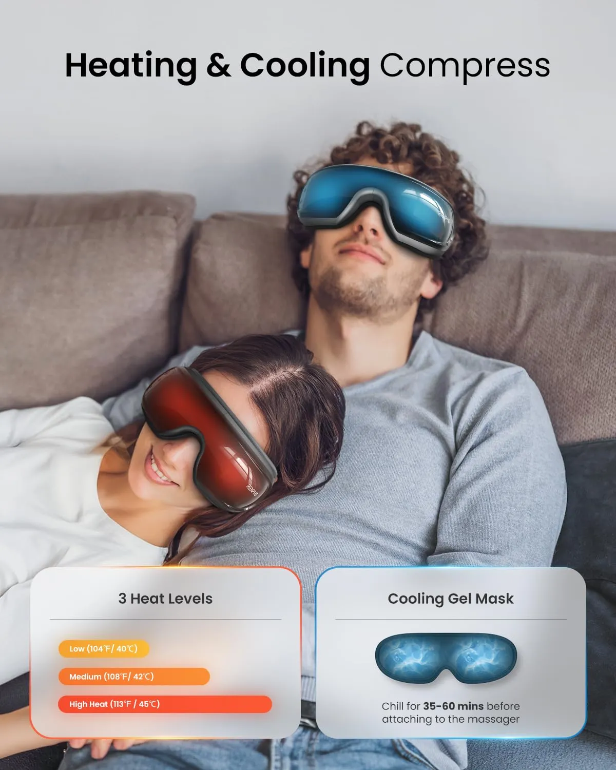 RENPHO Eye Massager with Heat and Cooling for Migraines, Mothers Day Gifts for Mom, Eyeris 3 FSA HSA Voice Control Eye Massager, Eye Care Device with DIY Massage Setting, Birthday Gifts for Women/Men