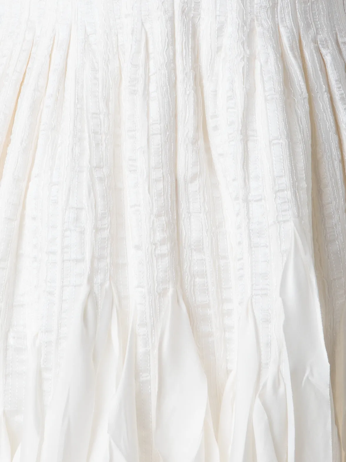 Short Flared Silk Dress with Ribbon Loops Skirt